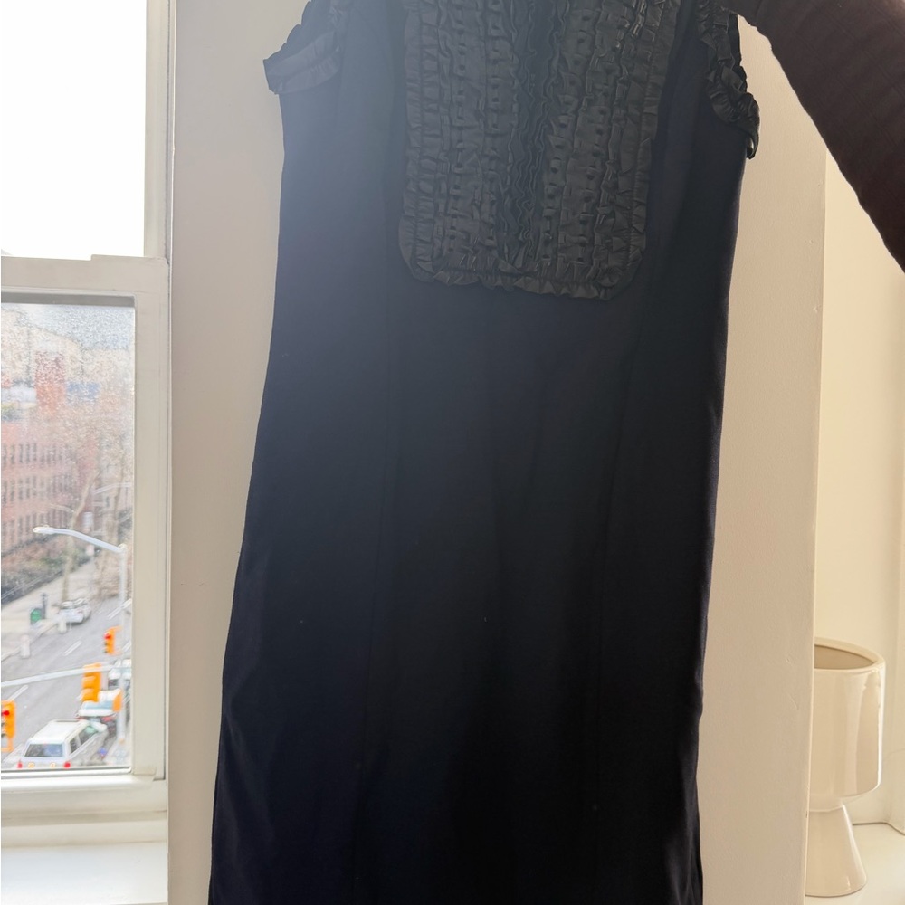 Black Sleeveless Dress with Textured Bib